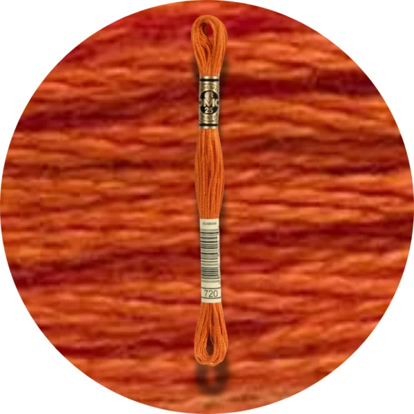 DMC Mouliné Spécial 25 Broderigarn, Ensfarvet, Røde/Gule/Orange nuancer